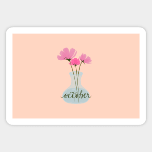 October Cosmos in blue glass vase Sticker